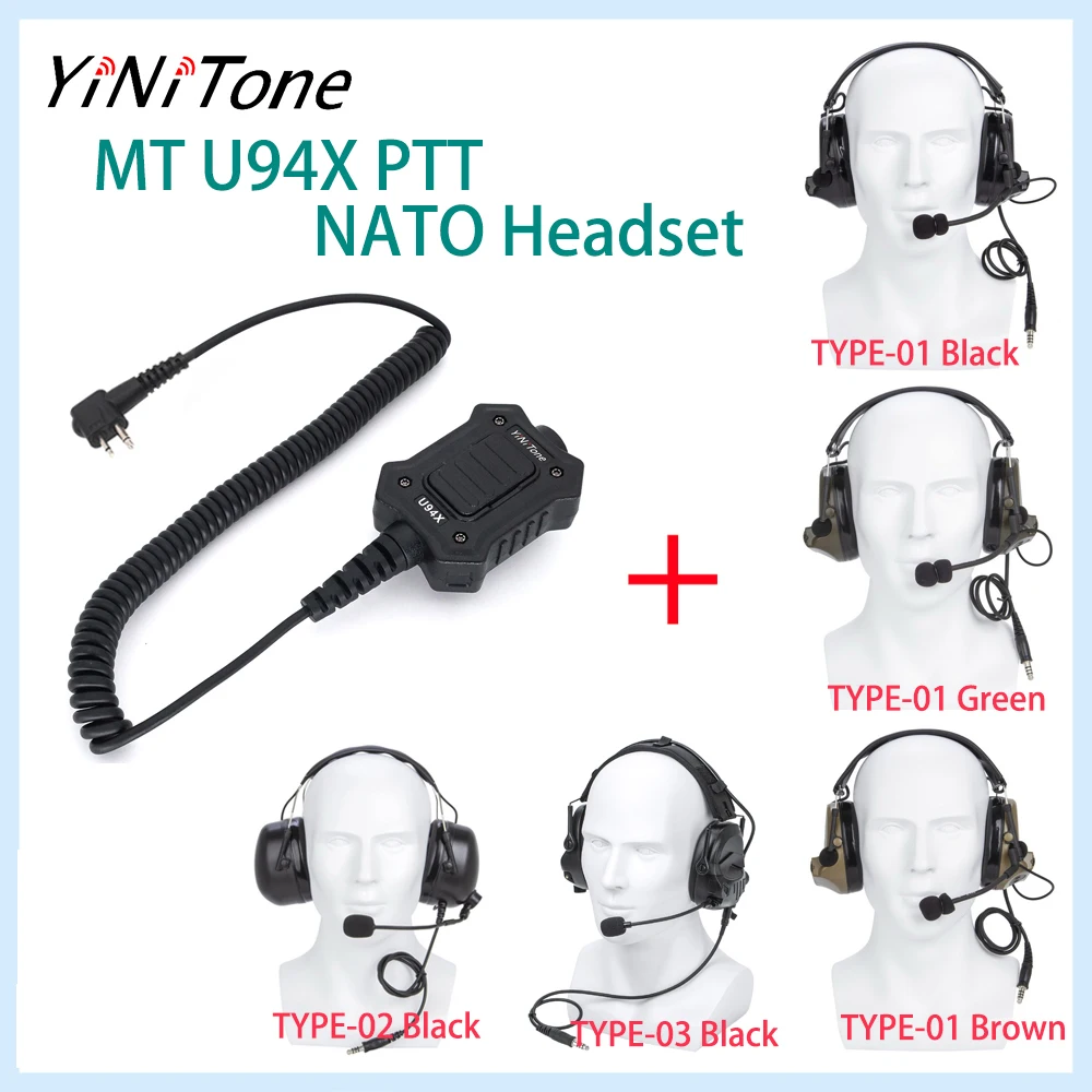 

YiNiTone MT U94X 7.1mm PTT & Electronic Noise Cancelling Radio Headset Microphone For Motorola EP450 PRO1150 CP100 TYT walkie ta