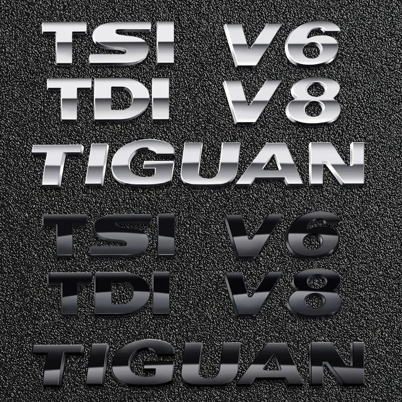 3D ABS TIGUAN V6 V8 TSI TDI Car Letter Logo Sticker Tail Bumper Badge Auto Rear Trunk Emblem Styling Accessories For Volkswagen