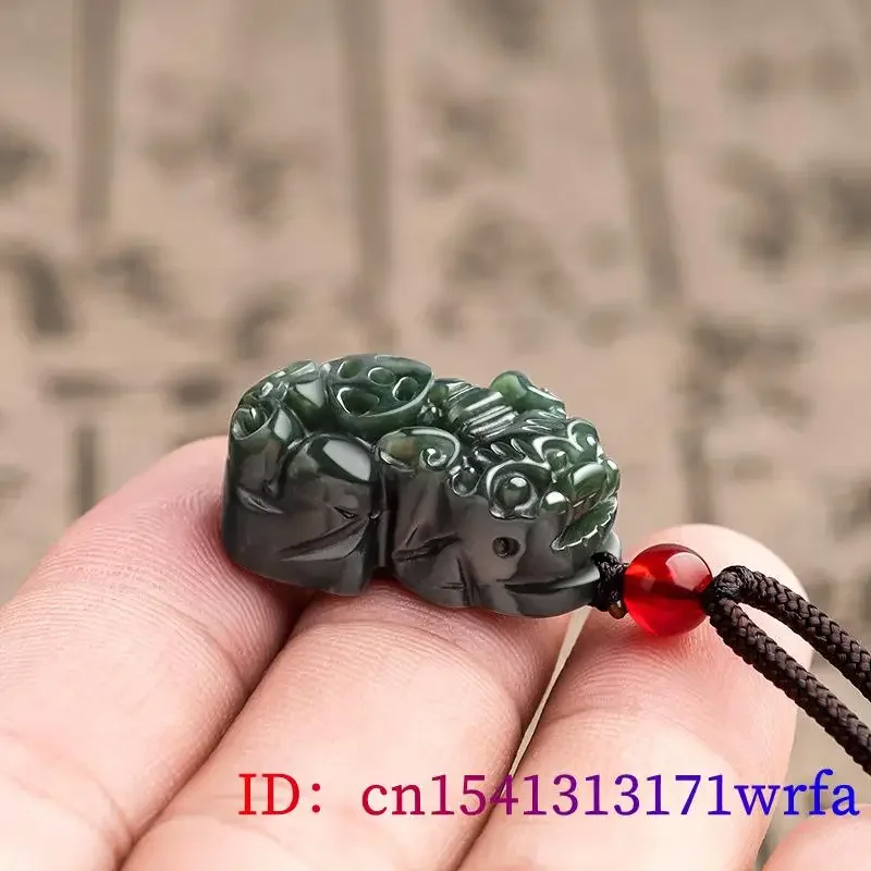 Hetian Jade Pixiu colgante de piedra Natural, amuleto de joyería, collar de moda, collares, amuletos de jadeíta, regalo