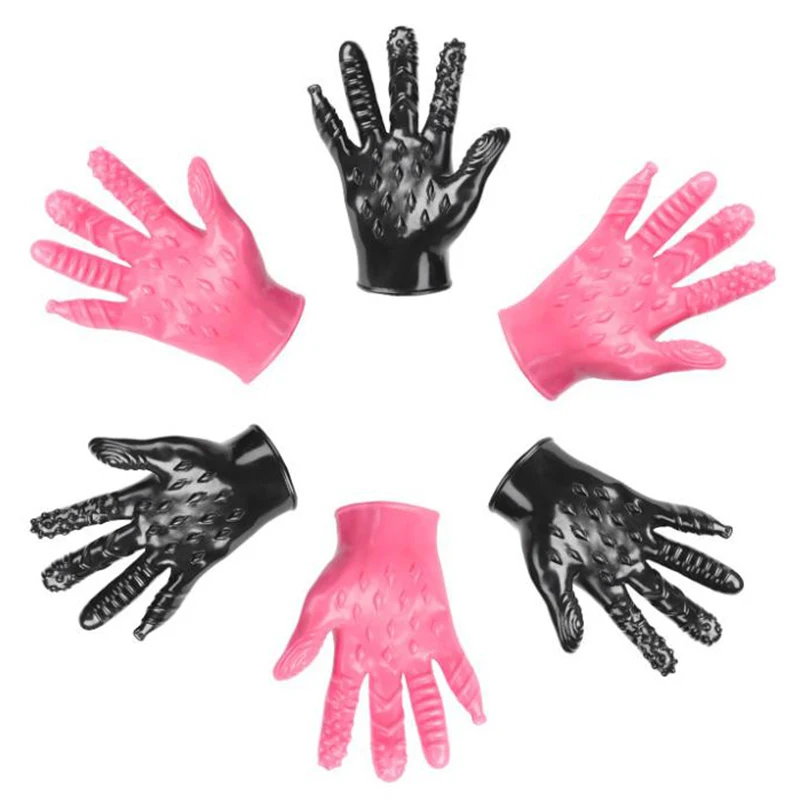 1Pcs Sex Gloves Masturbation Erotic Finger For Adult Couples Sex Products BDSM Gloves Sex Shop Toys Gloves Pink  / black Color