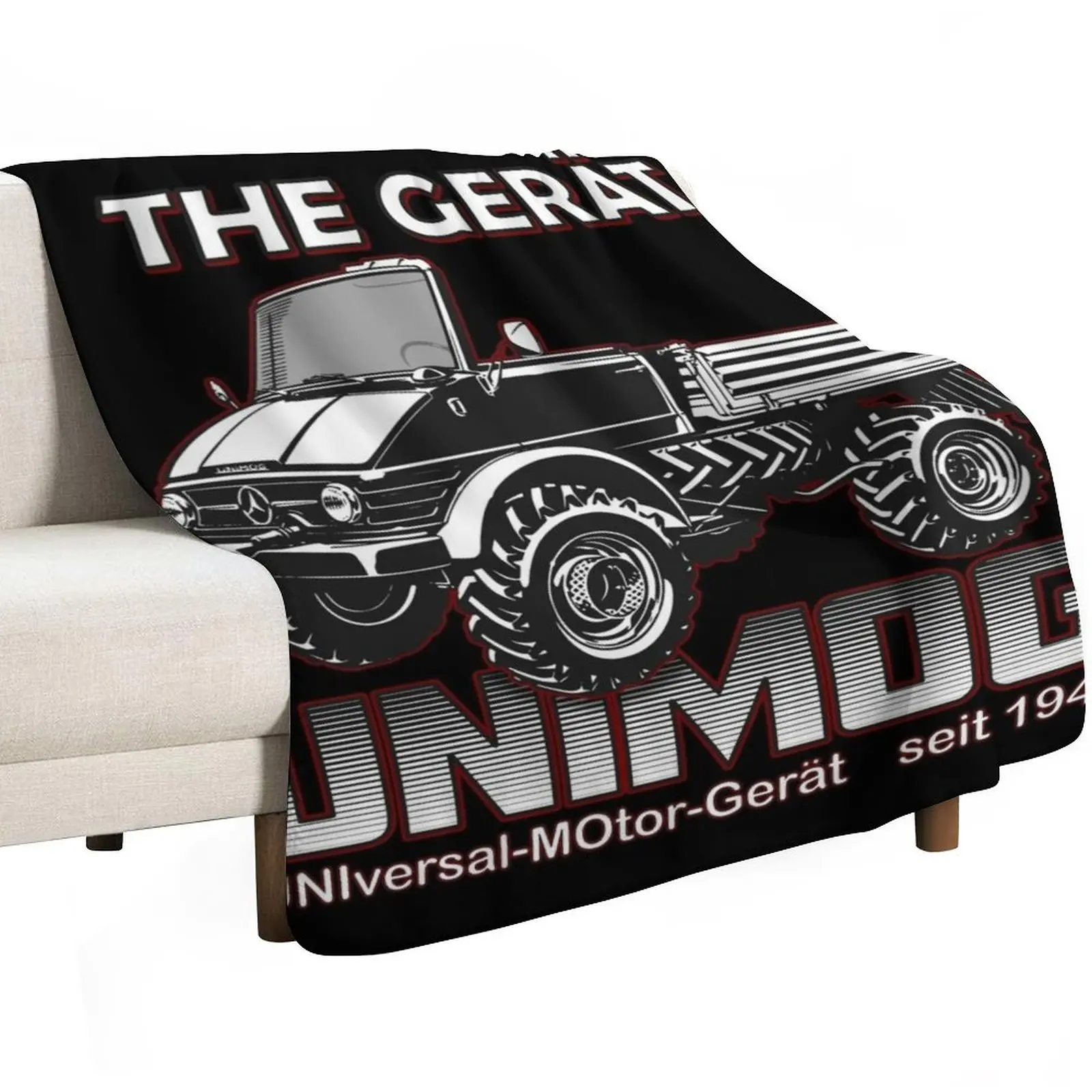 THE GREAT UNIMOG (UNIversal-MOtor-Ger?t) - on black Throw Blanket Soft Shaggy Luxury Designer Giant Sofa Polar Bed Blankets