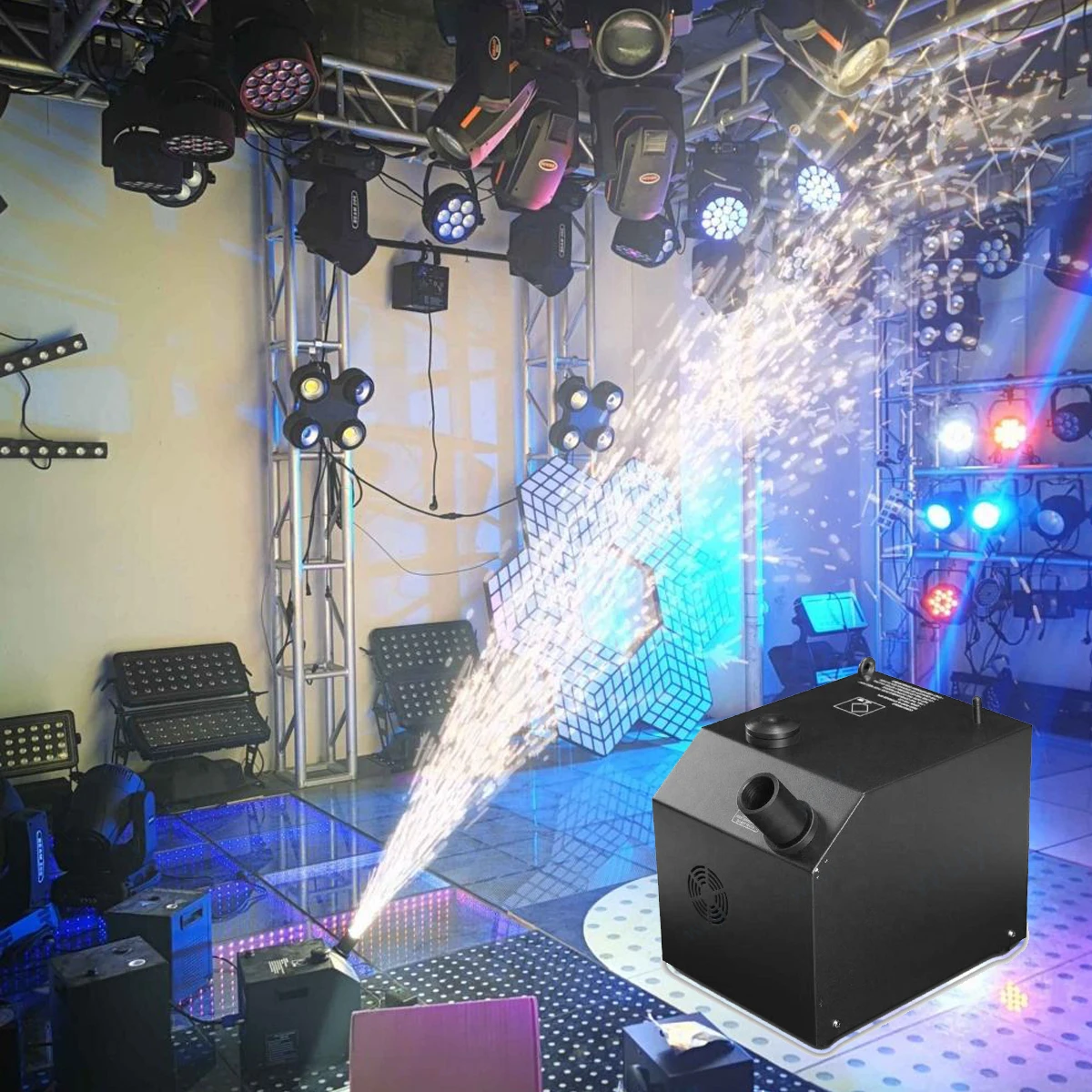 400W Oblique Jet Spray Cold Fireworks Cold Spark Sparkler Pyrotechnic Machinery Spark Sparkular Machine with DMX Remote Control