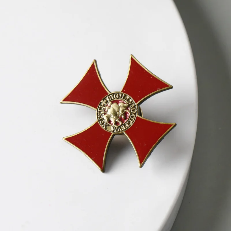 Knights Templar Badge Red Cross Enamel Pin Brooch for Jewelry Accessory