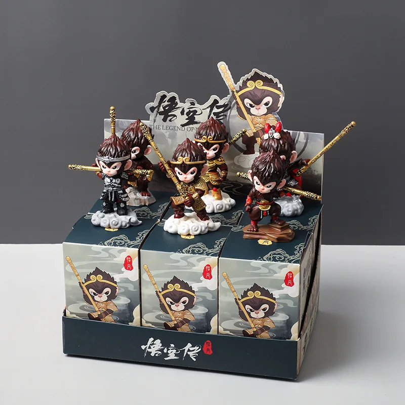 6 sztuk / pudełko Wukong Legend Blind Box Ornament Black Myth Wukong Mystery Box Cake Decoration Golden Hoop Stick Collect Model Kid Gift