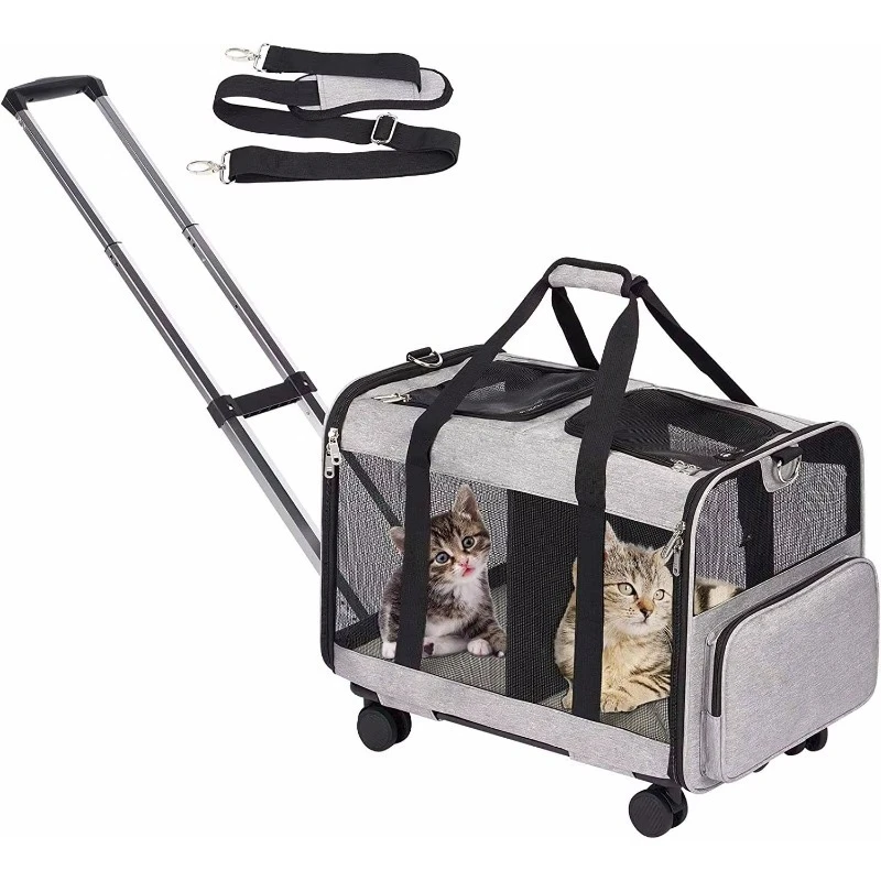 Pet Rolling Travel Airline Approved Dog Carrier,pet Carrier with Wheels,rolling Pet Carrier   extra Spacious Mesh Ventilation