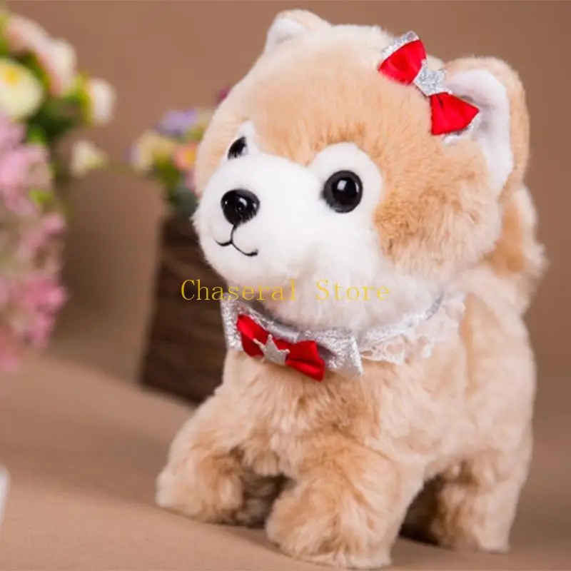 E7CE Simulated Electric Robot Dog Little Puppy Can Walk Bark Nod Wagging Tail Imulation Plush Stuffed Animal Dog