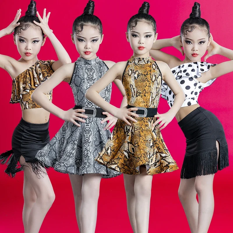 

Samba Tango Rumba Latin Dance Dress Girl Stage Costume Ballroom Competition Top Skirt Child Professional Performance Clothing