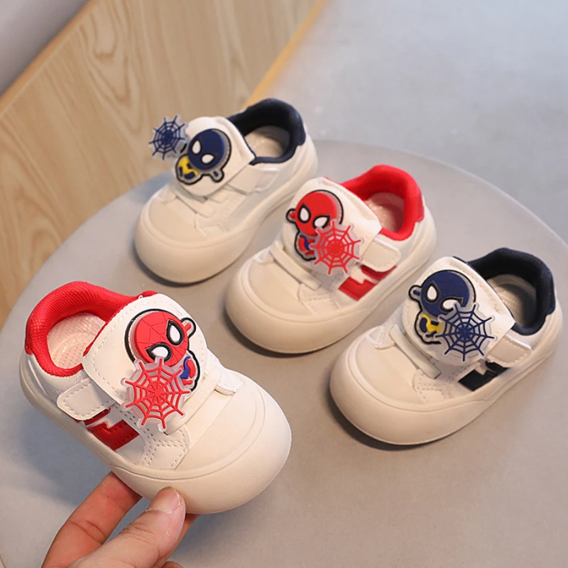 Disney Casual Baby Shoes Infant Baby Girl culla scarpe Cute Cartoon Spider-Man Soft Sole Prewalker Sneakers scarpe da passeggio bambino