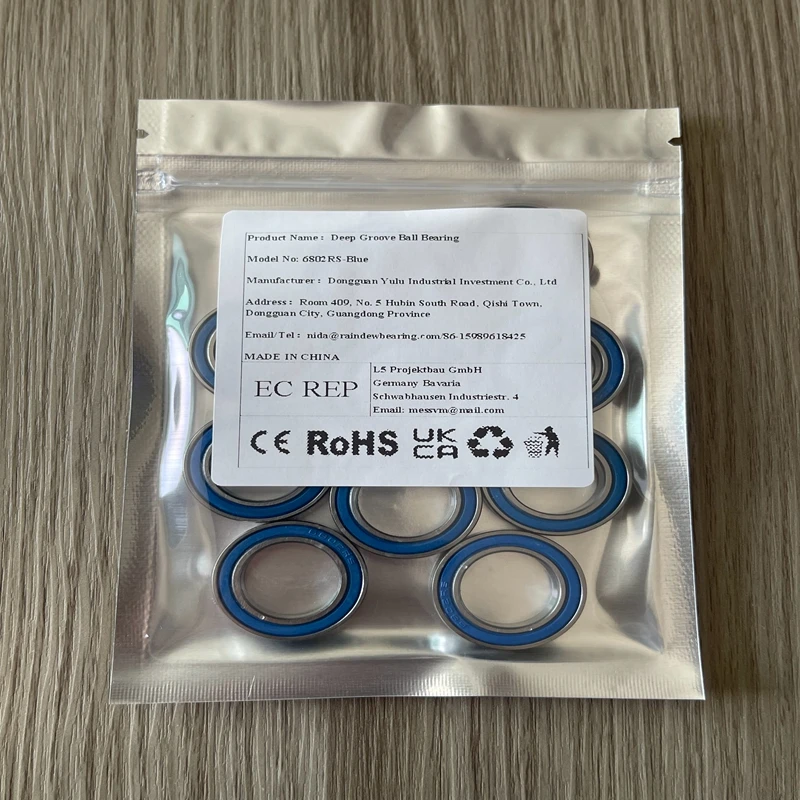 

6802RS Blue Sealed Bearing 15x24x5 mm ABEC-7 Metric Thin Section Ball Bearings For Bicycle Hub Front Rear Hubs Wheel