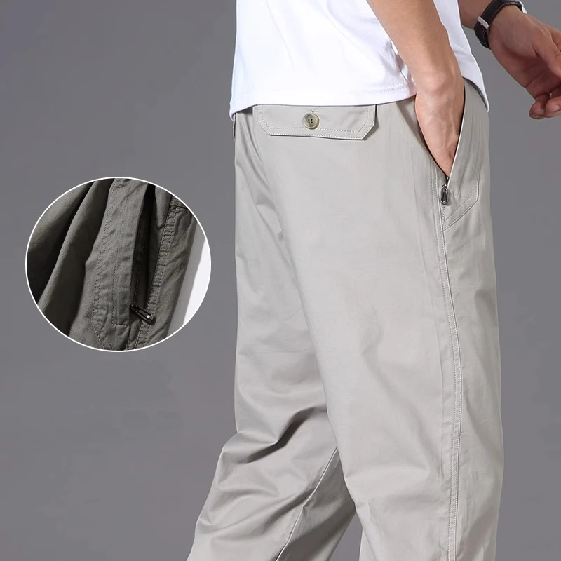 

Big Size Men's Cargo Pants 1005 Cotton Casual Pants Elastic Waist Long Trousers Zipper Pockets Mens Jogger Pants 5XL 6XL