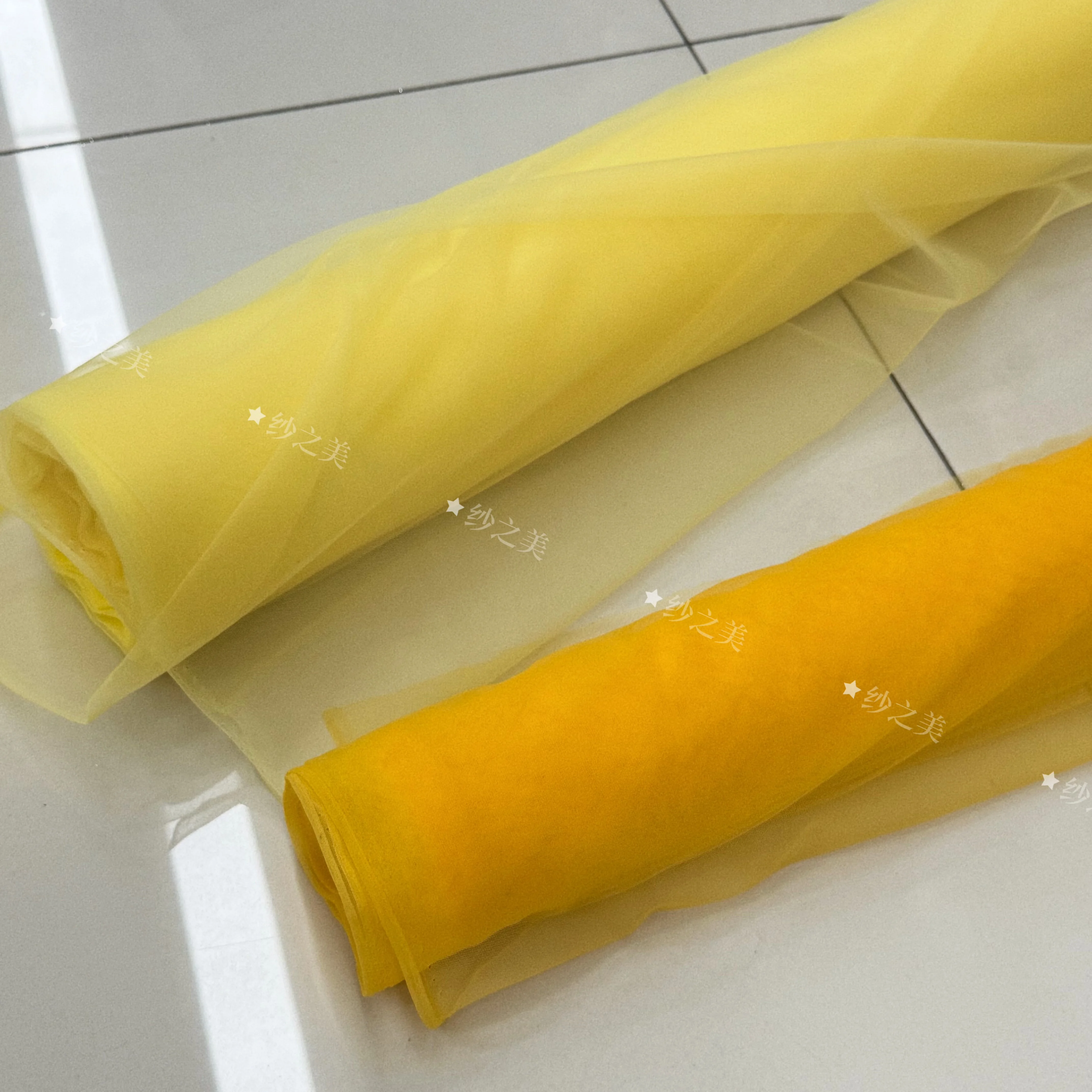 Sunset Yellow Wind Orange Soft Gauze Encryption Transparent Drape Draping Fabric for Wedding Background Sheer Fabric