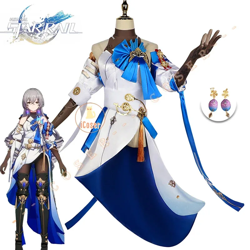 

Honkai Star Rail Bronya Rand Cosplay Costume Wig Dress Uniform Earrings Silvermane Guards Belobog Underworld Halloween for Women
