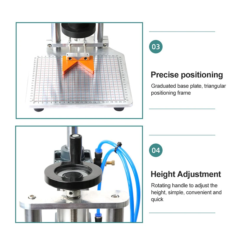 Boruix 0.5Kpa Pneumatic Desktop Capping Machine, Perfume Glass Stopper Plastic Bottle Cap Crimp Sealing Machine