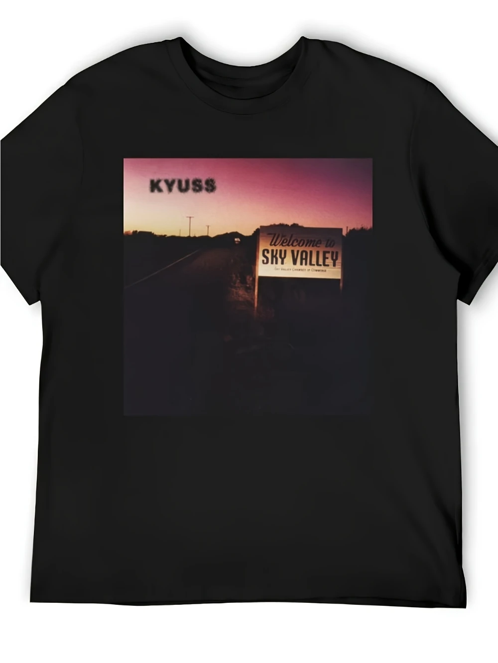 Camiseta gráfica vintage de Kyuss Welcome To Sky Valley para hombre, camiseta negra de la banda de rock del desierto, camiseta informal cómoda