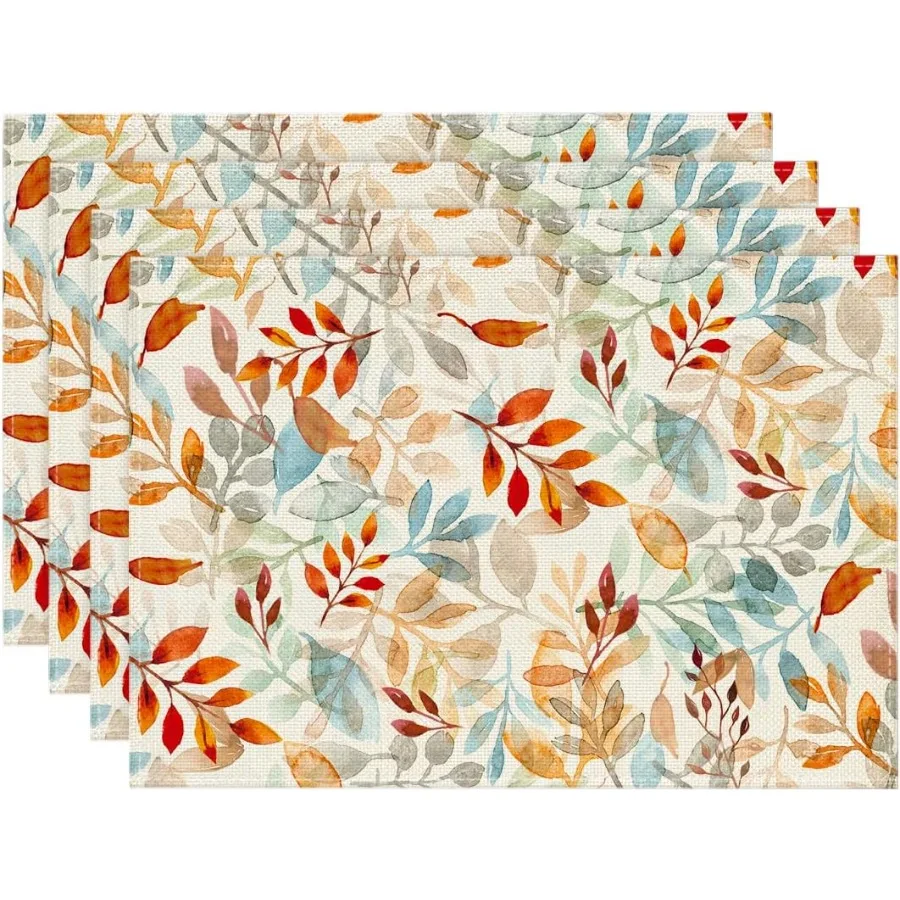 

Осенние салфетки с листьями эвкалипта, набор из 4 ковриков для стола 12x18 Ih Seasol, осенний урожай, для уличного украшения дома, вечеринки, столовой