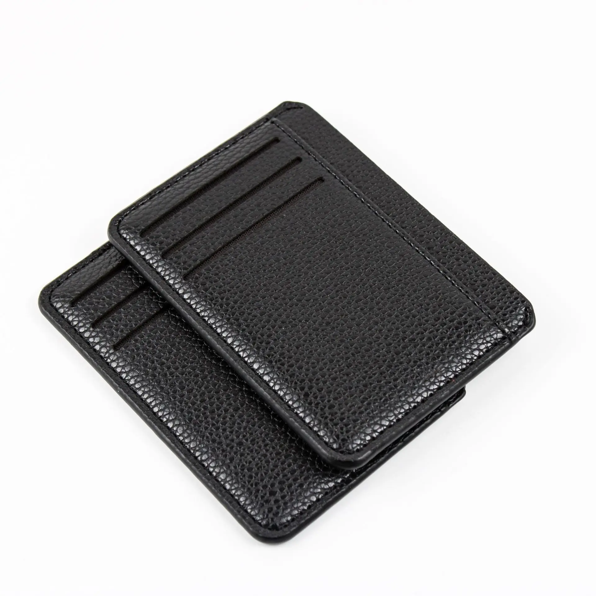 Men Pu Leather Black Wallet Lichee Pattern Ultra-Thin 6 Cards Slot Wallet Accessories For Boyfriend Father Birthday Holiday Gift