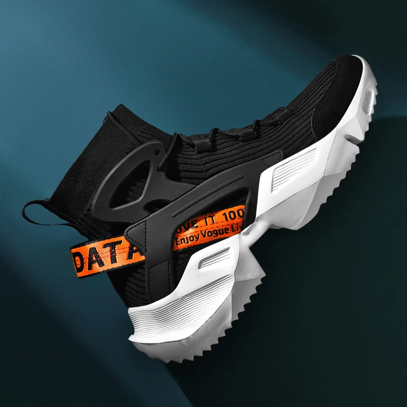 Adam Sneakers nefes kalın taban yumuşak moda erkek yüksekliği artan rahat uçan dokuma ayakkabı sönümleme açık koşu ayakkabıları