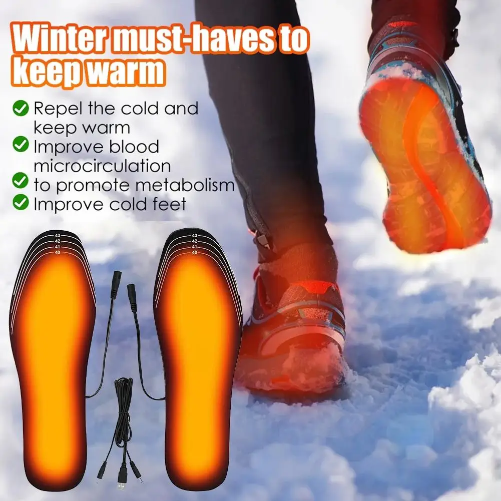 Multifunctional Winter USB Heated Shoe Insoles Unisex Electric Foot Warmer Rechargeable Heated Insoles For Winter Fishing Hiking