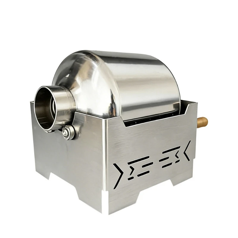 Hand-cranked coffee bean dryer, household outdoor rotary cage, direct fire stainless steel