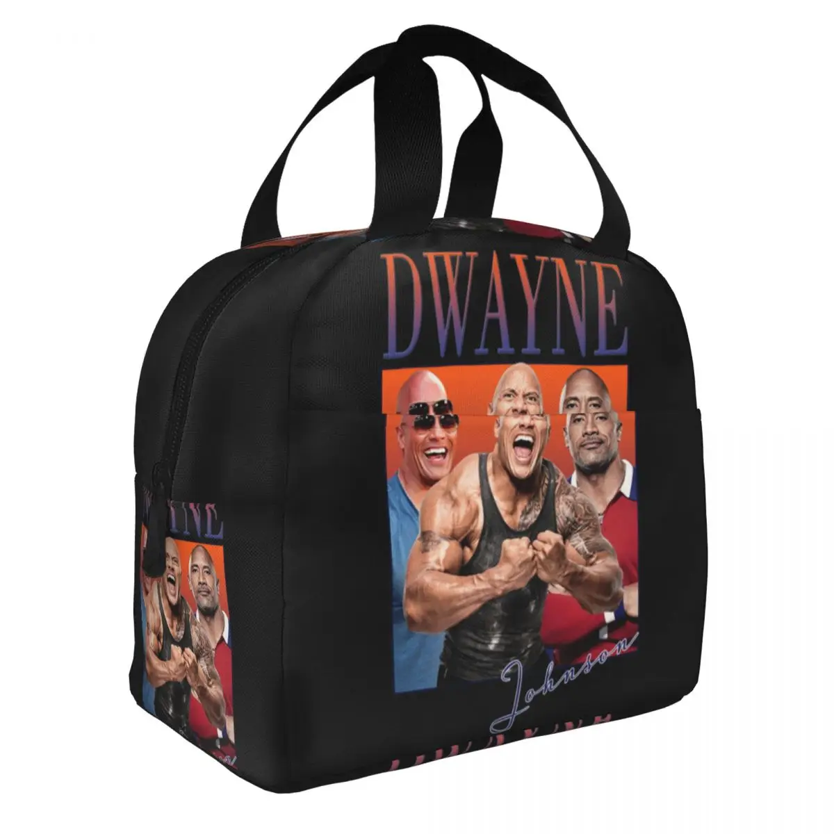 Custom Dwayne The Rock Johnson Insulated Lunch Bag for Women Leakproof Cooler Thermal Bento Box Office Picnic Travel