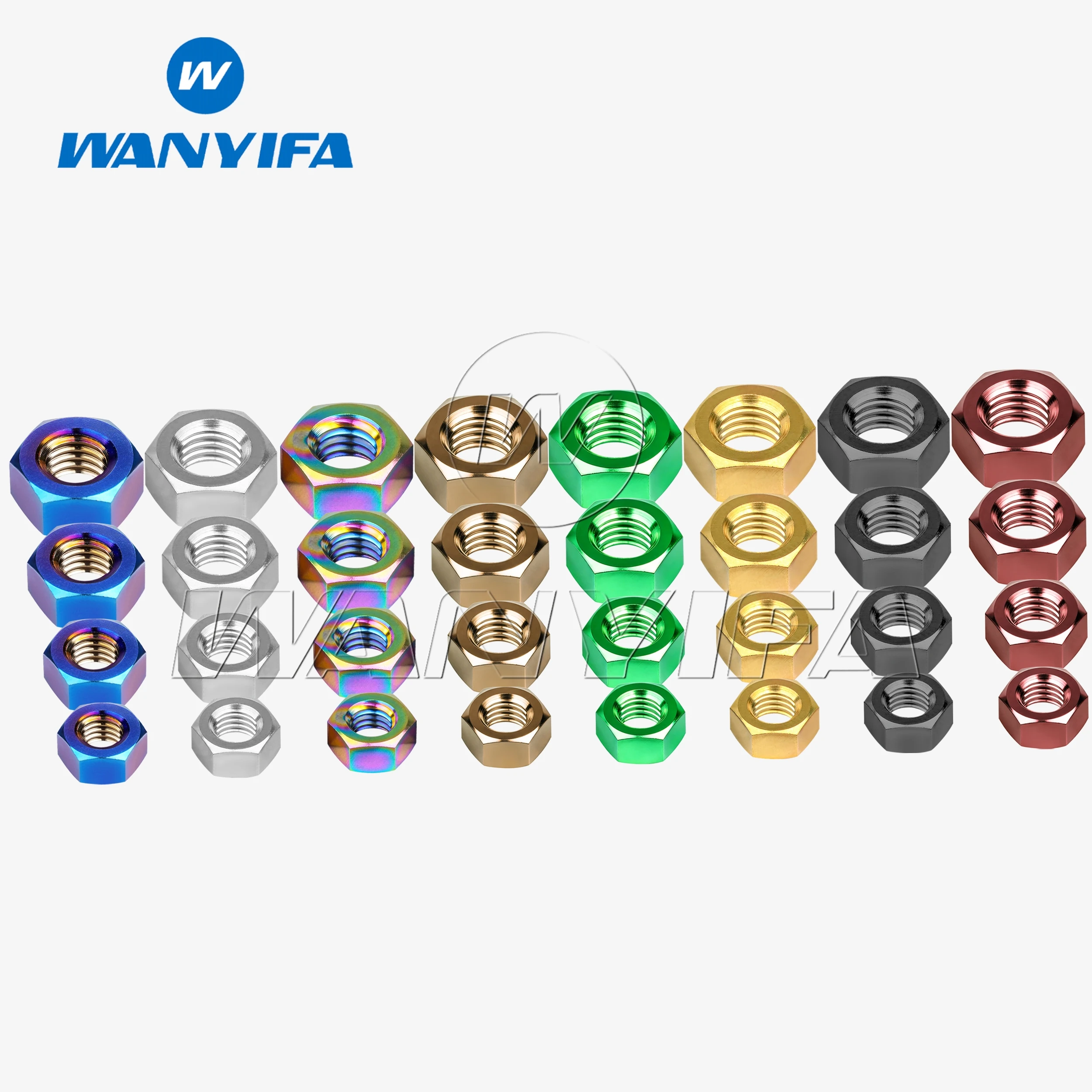 Wanyifa Titanium Ti M4 M5 M6 M8 M10 Hex Nut for Bike Motorcycle Car Boat Aerospace Ti Alloy GR5