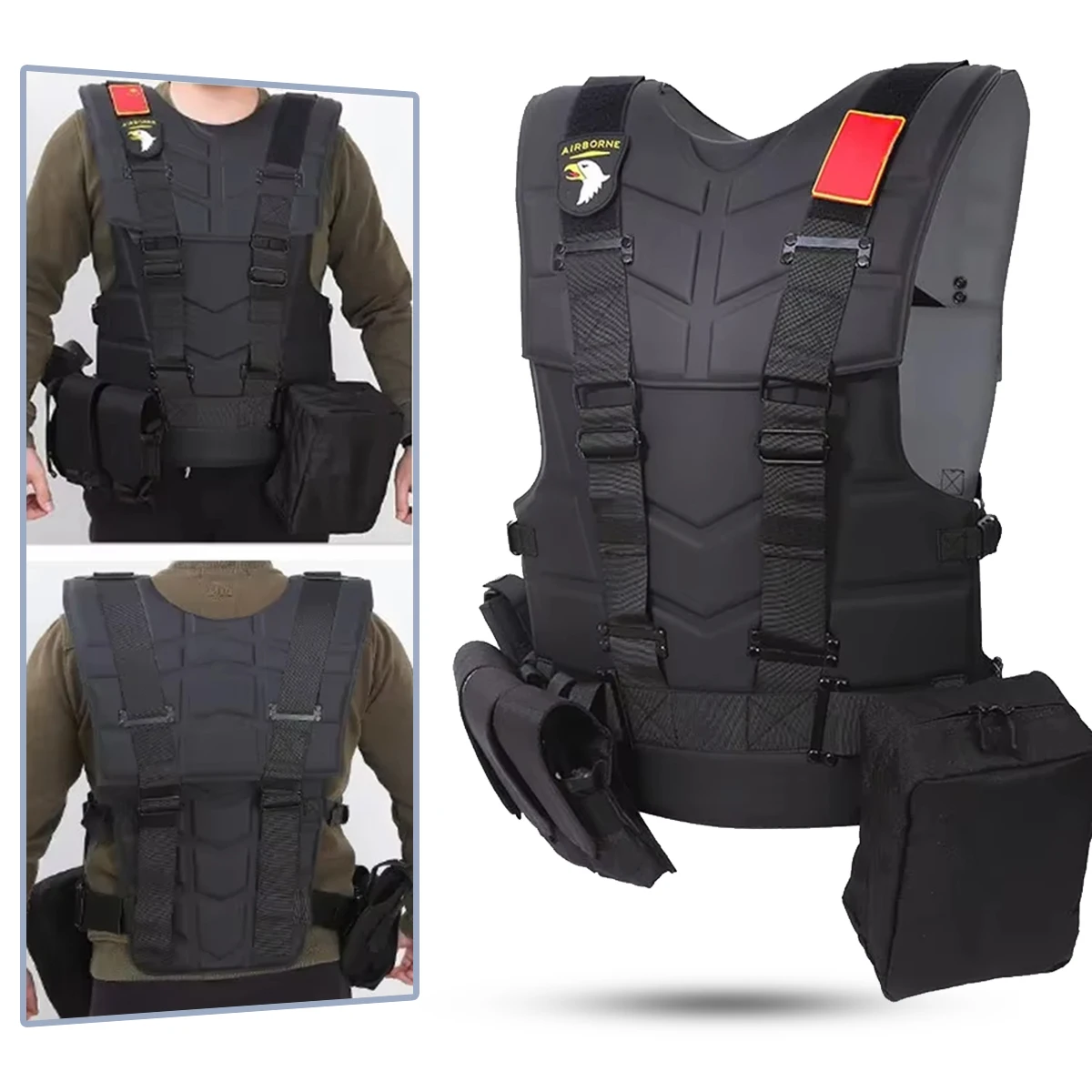 

Quick Dry Tactical Vest with Mag Pouch Accessory Bag Armored Army Battle Vest Outdoor Sports Training Hunting Airsoft Shooting
