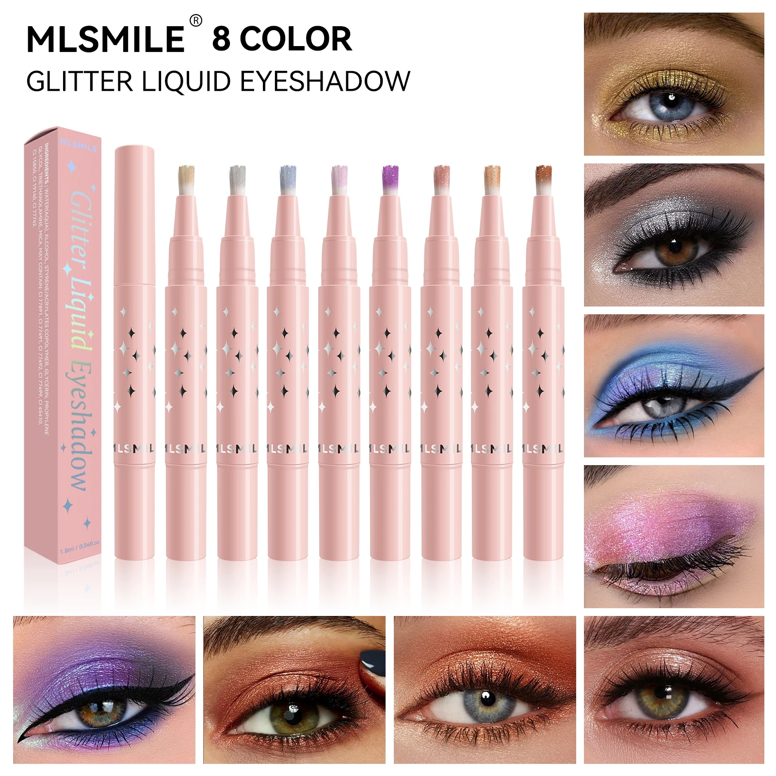 

New rotating fine shimmer pearl liquid eyeshadow easy to color and soft fit brightening eyeshadow pencil