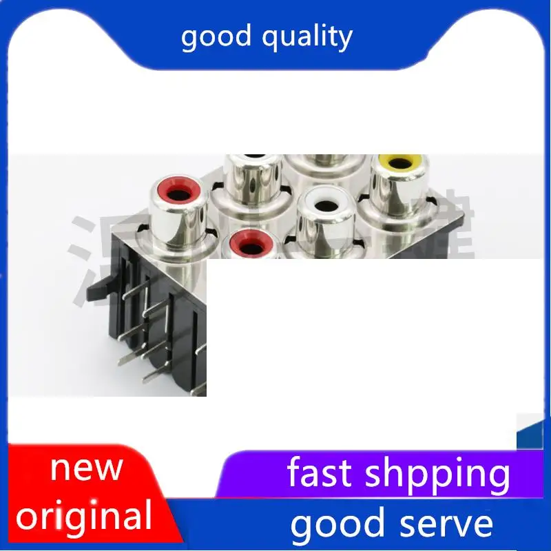 10pcs original new AV socket with the same core, RCA socket, 6-hole PCB, soldered audio and video lotus socket, AV6-8.4-17PB