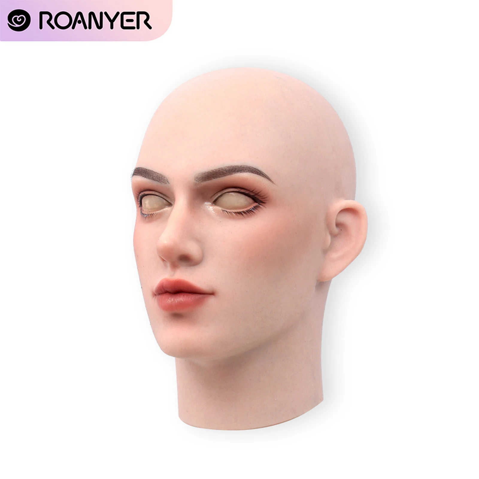 Roanyer Realistic Silicone Mask Anneliese Realistic Female Headwear for Crossdesser Mtf Transgender Cosplay