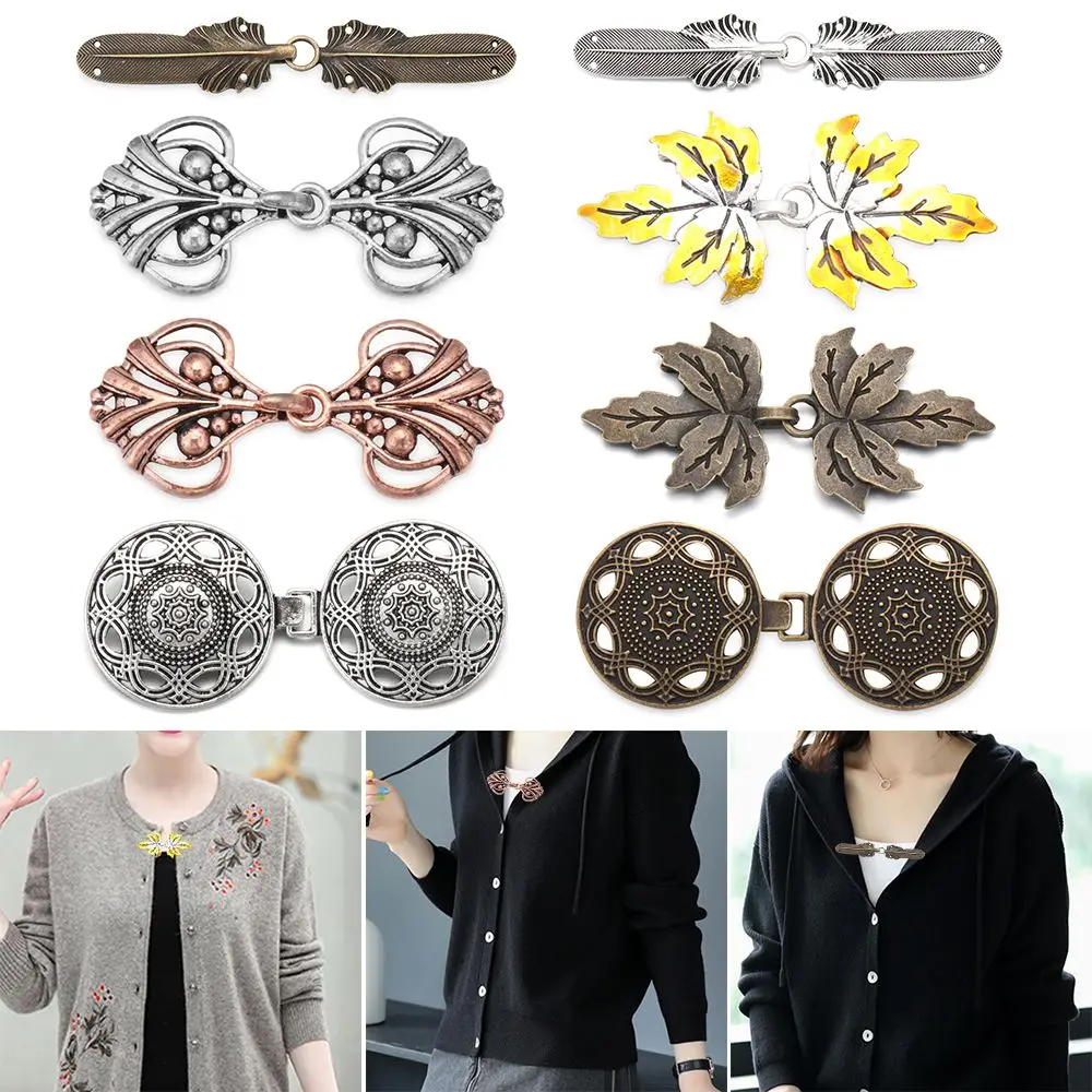Fashion Trendy Retro DIY Sewing Clip Clasps Shawl Brooch Sweater Blouse Pin Cardigan Clip