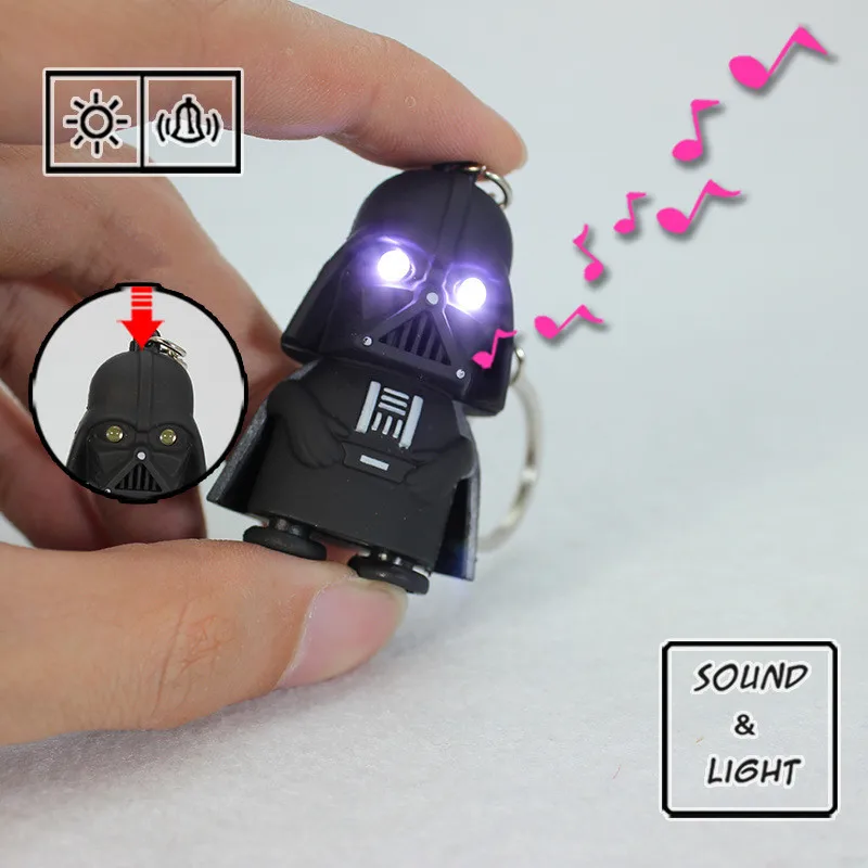 LED Star Wars Movie Keychains Light Sound Darth Vade Action Figures Anime Pendent Decoration Toys Key Ring