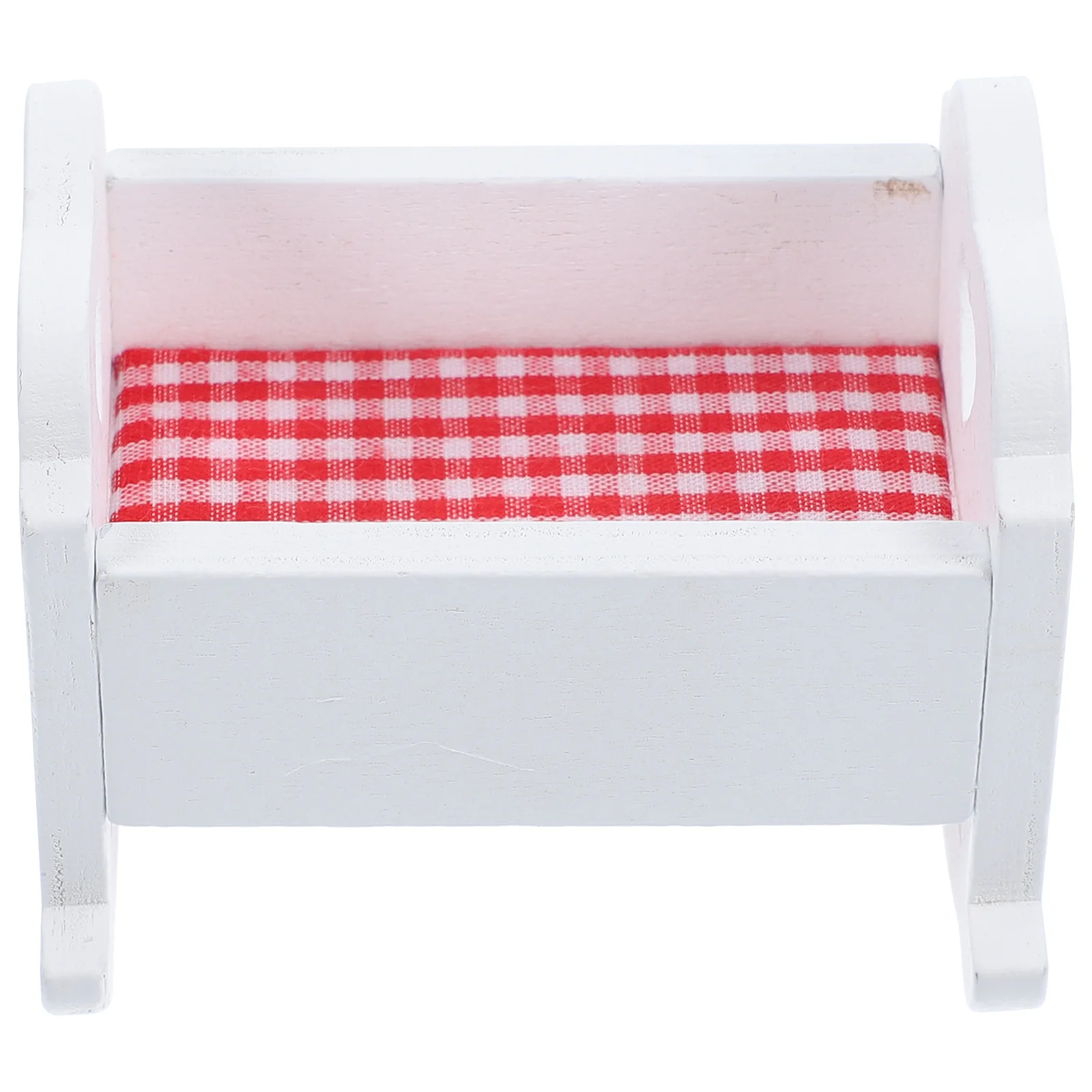 

Baby House Cradle Bed Wooden Mini Furniture Crib Miniature Accessory White Craft for Dolls