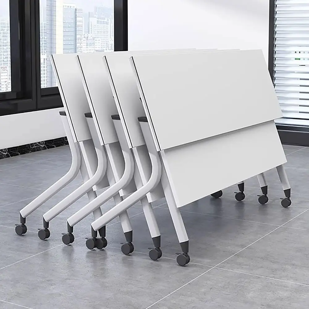 

Adjustable Training Table with Lip Edge, 360° Swivel Wheels, for Office Conference or Living Room (Set of 2, 120x60cm)