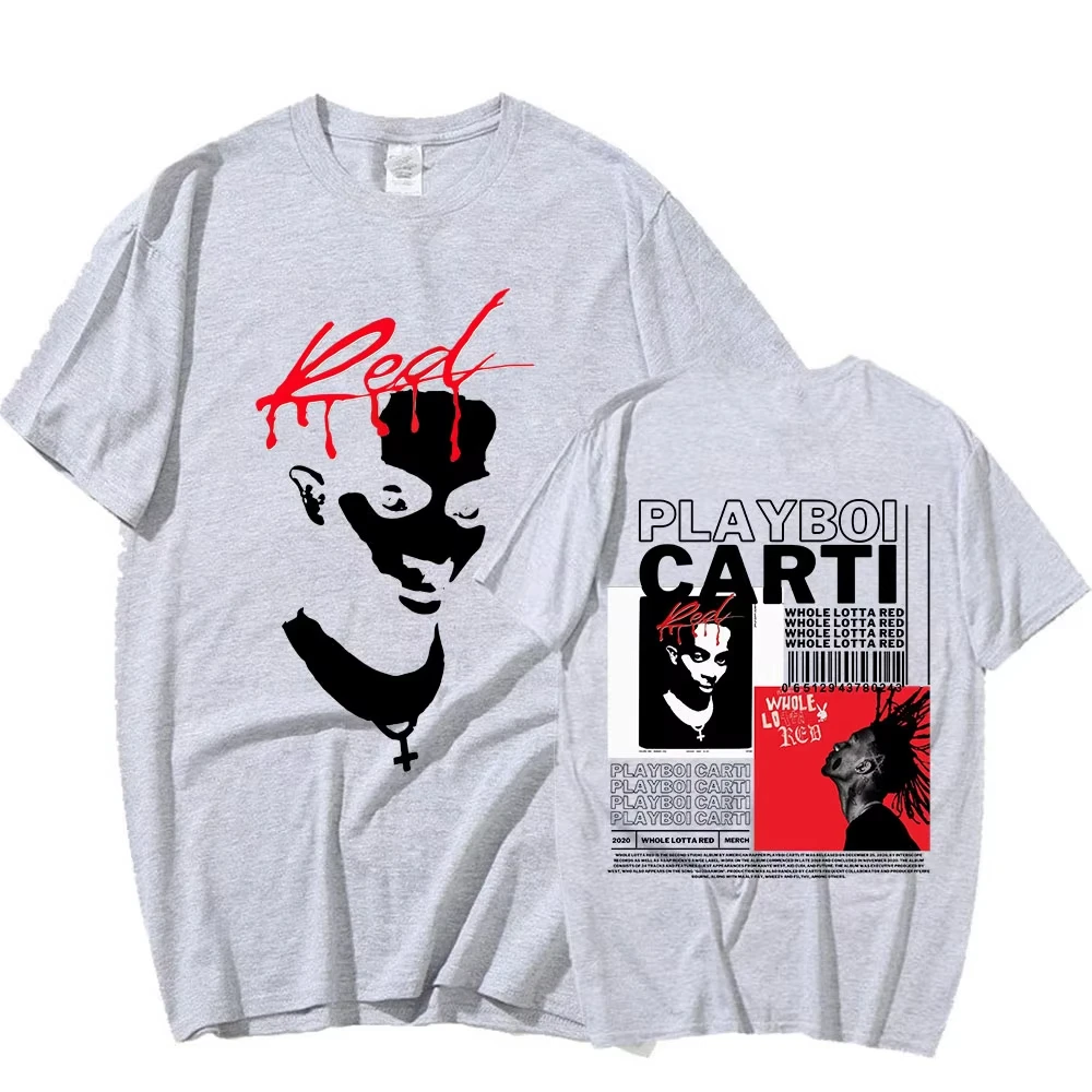2026 Rapper Playboi Carti T Shirt Music Album Whole Lotta Red Graphic T Shirts Men Women Fashion Hip Hop T-shirt Streetwear
