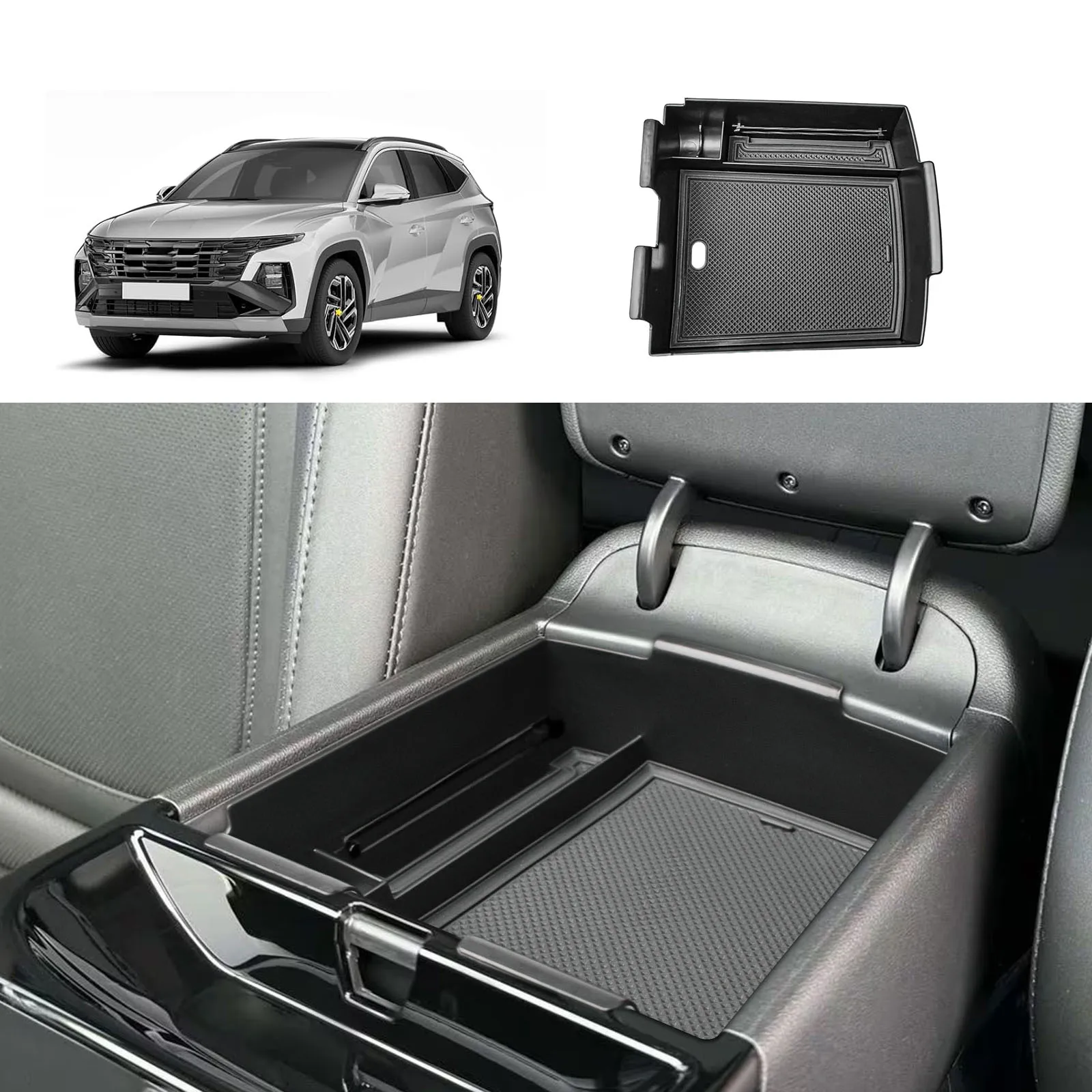 

RUNROAD For 2025 Hyundai Tucson Limited Center Console Organizer Tray Interior Car Armrest Storage Phone Holder Car Accessories