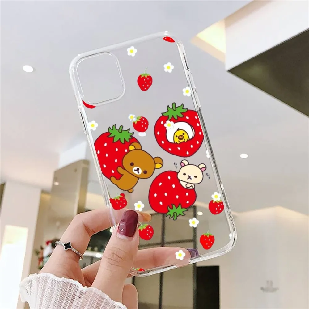 Rilakkuma Cute Phone Case For Iphone 15 11 13 14 Pro Max 7 8 Plus X Xr Xs Max Se2020 12mini Transparent Cover