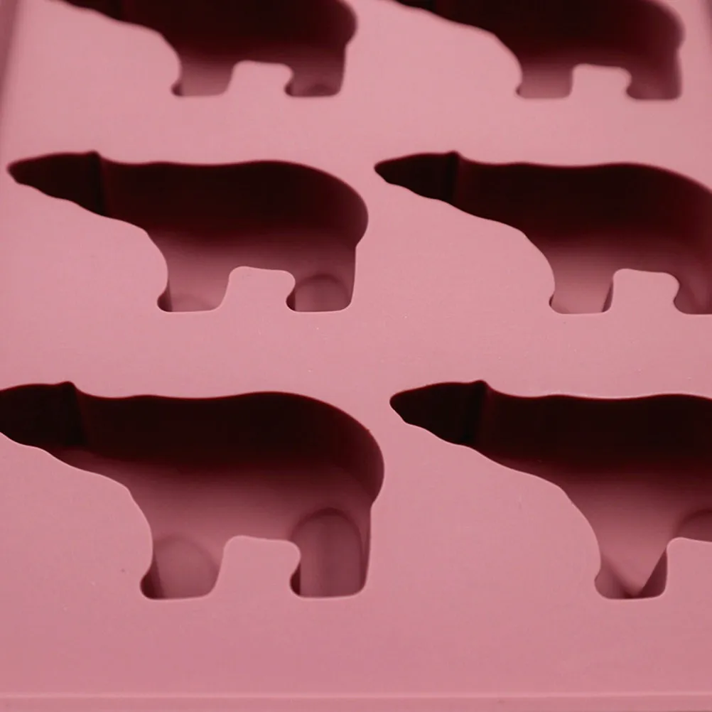 10-Grid Silicone Ice Cube Mold Polar Bear Shape DIY Ice Cream Cake Brick Mold Ice Pop Maker Kitchen Accessory Pink