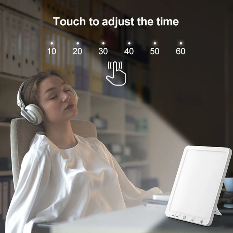 DT16 10000 Lux LED Daylight Lamp, Portable SAD Light Therapy Lamp with Memory Function, 5 Brightness 3 Color Temp for Home