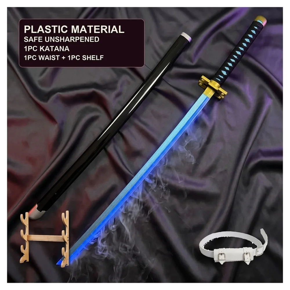 Demon Slayer 104cm 40in Triple Style Combo Plastic LED Smoke Fog Effect Katana Sword Safe Unsharpened Cosplay Display Photo Prop