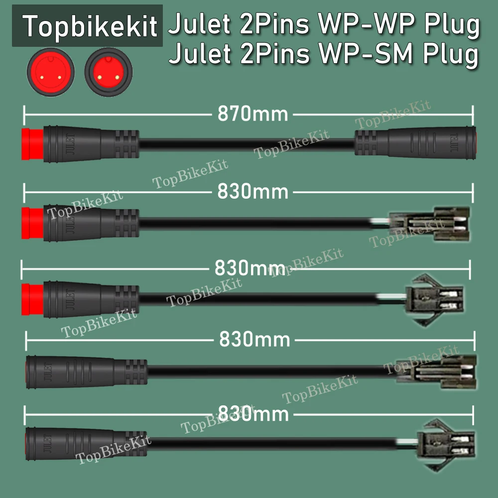 Ebike Julet تمديد كابل 2Pins 2P WP-WP WP-SM جوليه مقاوم للماء التوصيل تمديد مهائي كابلات للضوء/رافعة الفرامل/الاستشعار #2