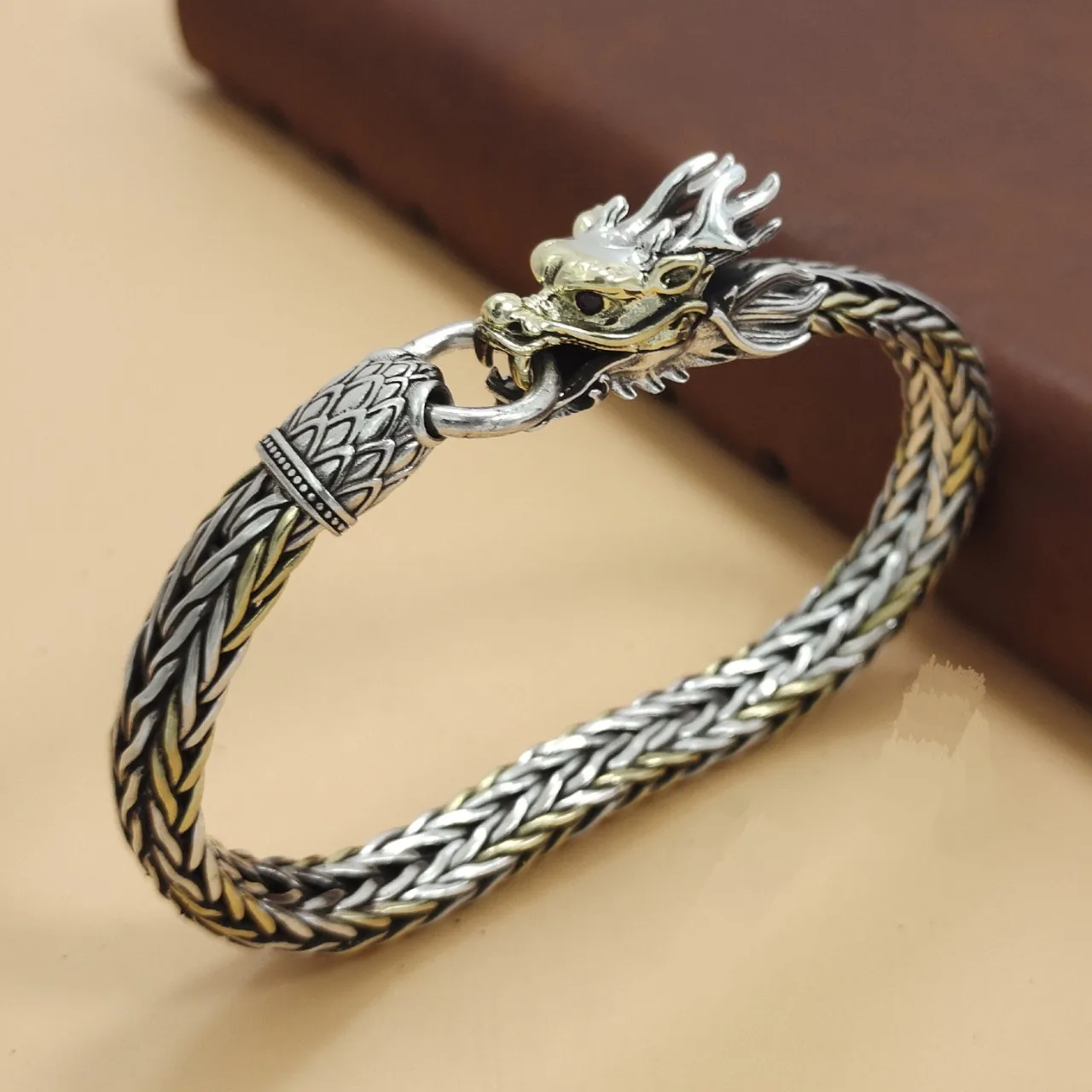 

Domineering faucet hand-woven bracelet men's distressed thai silver 925fashion trendy accessories silver jewelry