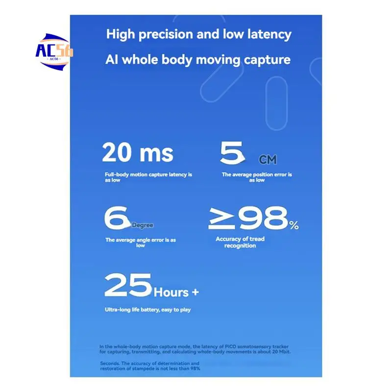 AC56-Motion Tracker 2.0 เวลาแฝงต่ําน้ําหนักเบา AI Full Body Somatosensory ติดตามพร้อมสายคล้องสําหรับ PICO 4 Ultra/PICO 4