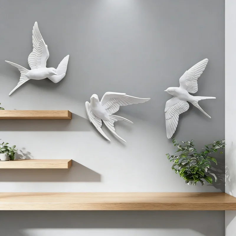 Nordic Style Swallow Wall Decor No Drilling Pendant Living Room Entrance Wall Relief Ornament Home Decor Crafts Perfect Gift