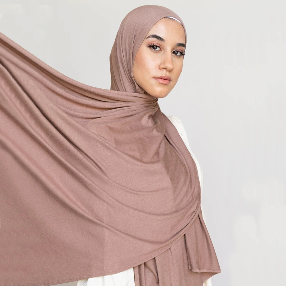 

170X70cm Modal Cotton Jersey Hijabs For Woman Long Muslim Scarf Shawl Soft Turban Tie Head Wraps For Women Islamic Clothing
