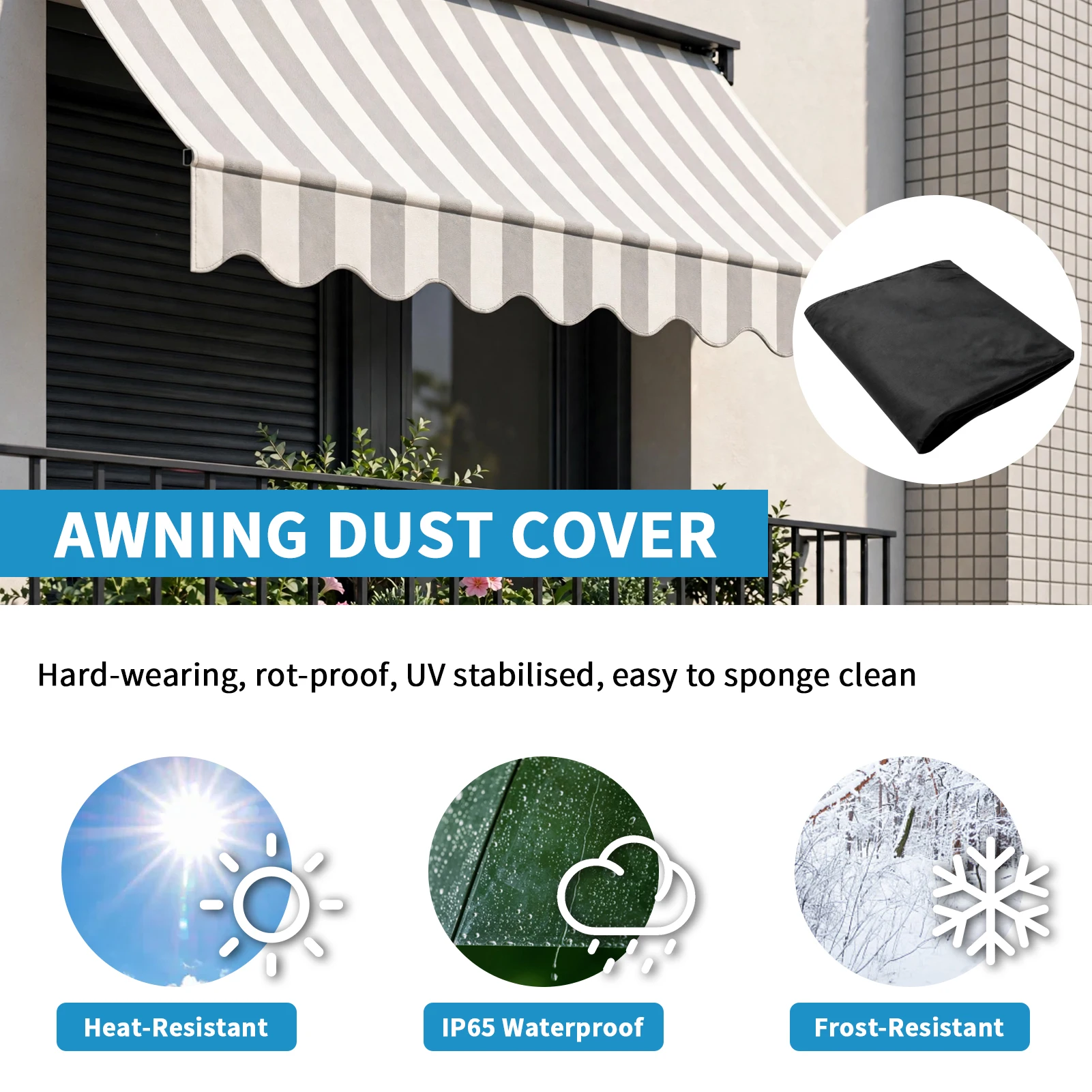 2.5/3/3.5/4M Patio Awning Winter Storage Bag Yard Garden Shelters Rain Weather Cover Protector Waterproof Dust Sun Cover