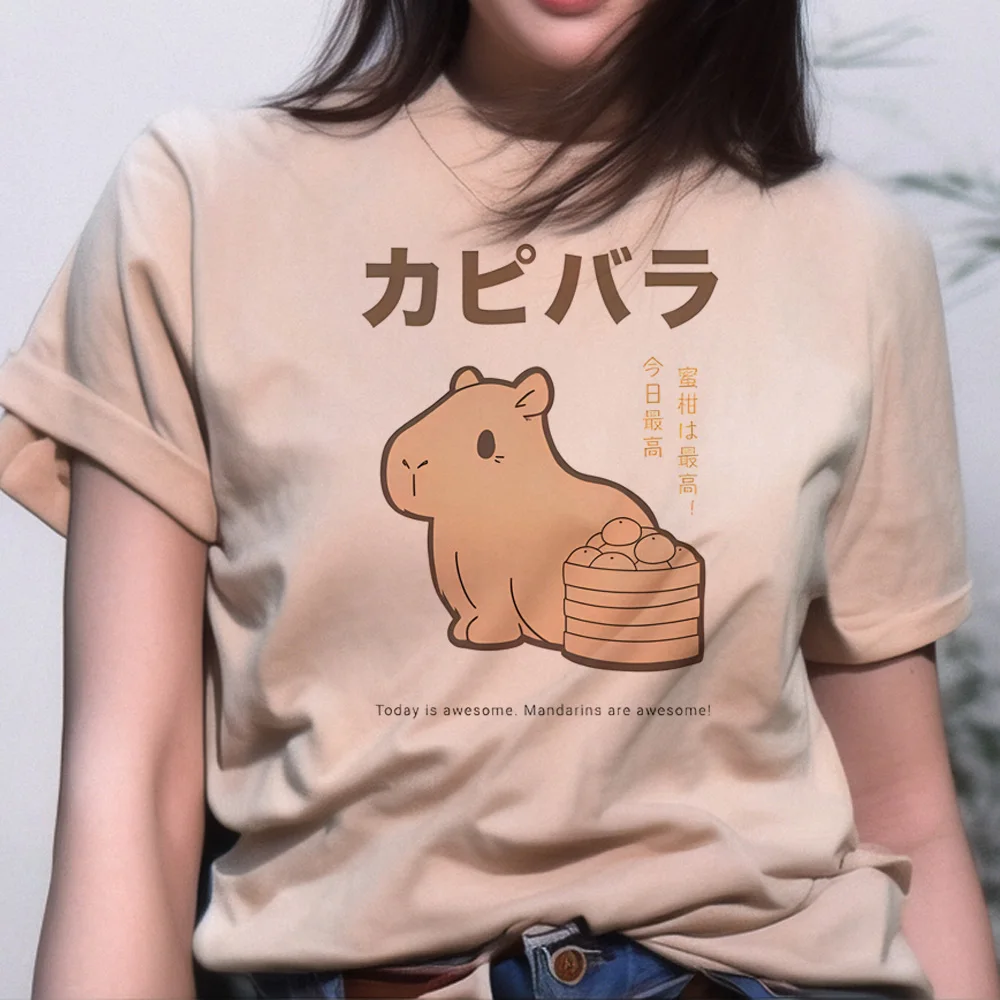 Capybara top women graphic summer anime t-shirts female comic funny manga clothing