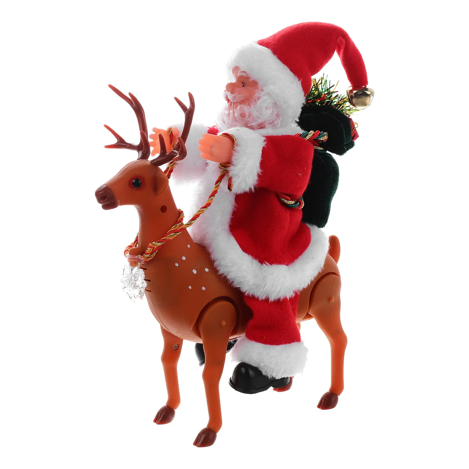 Christmas Walking Deer Riding Santa Claus Electronic Music Gift Decoration Stylish Battery Operated Kids Music Toys