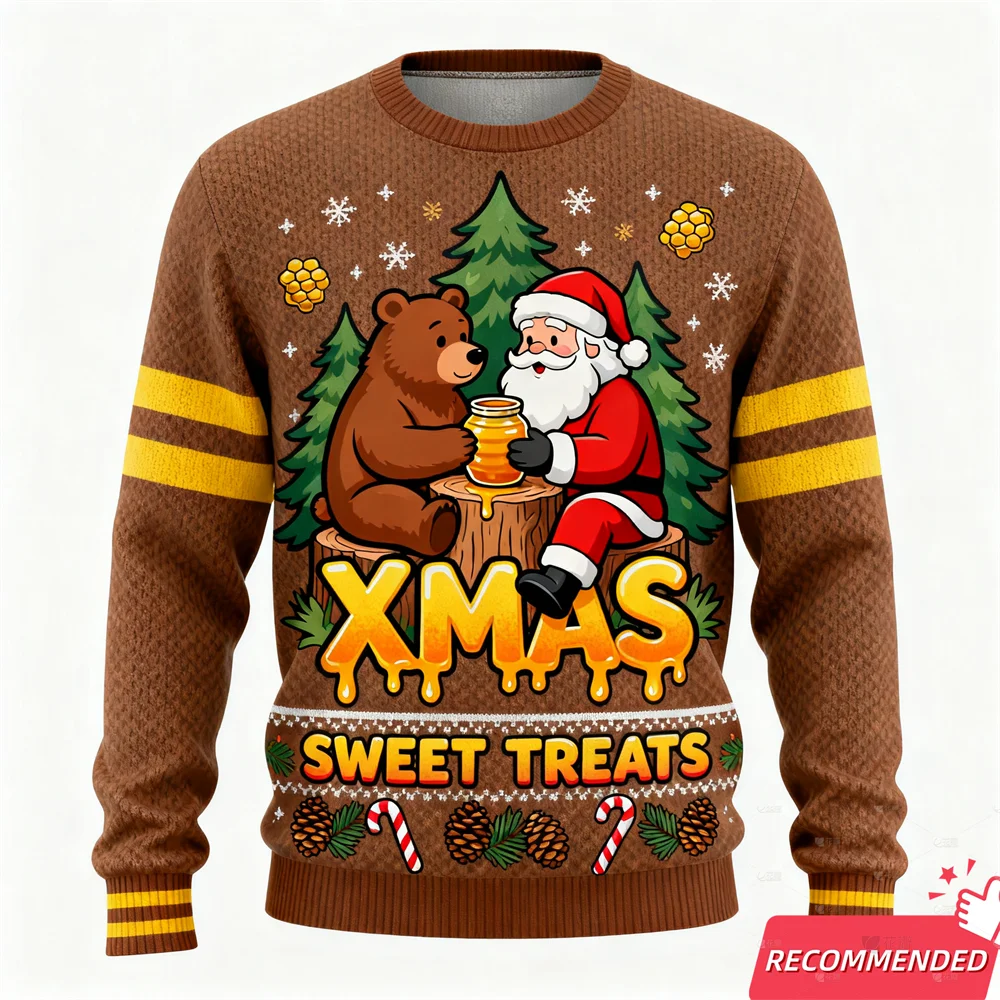 الزنجبيل رجل سترة عيد الميلاد القبيحة للرجال ملابس رجالي سانتا القبيح سترة عيد الميلاد عطلة طاقم الرقبة البلوز ملابس حريمي #6