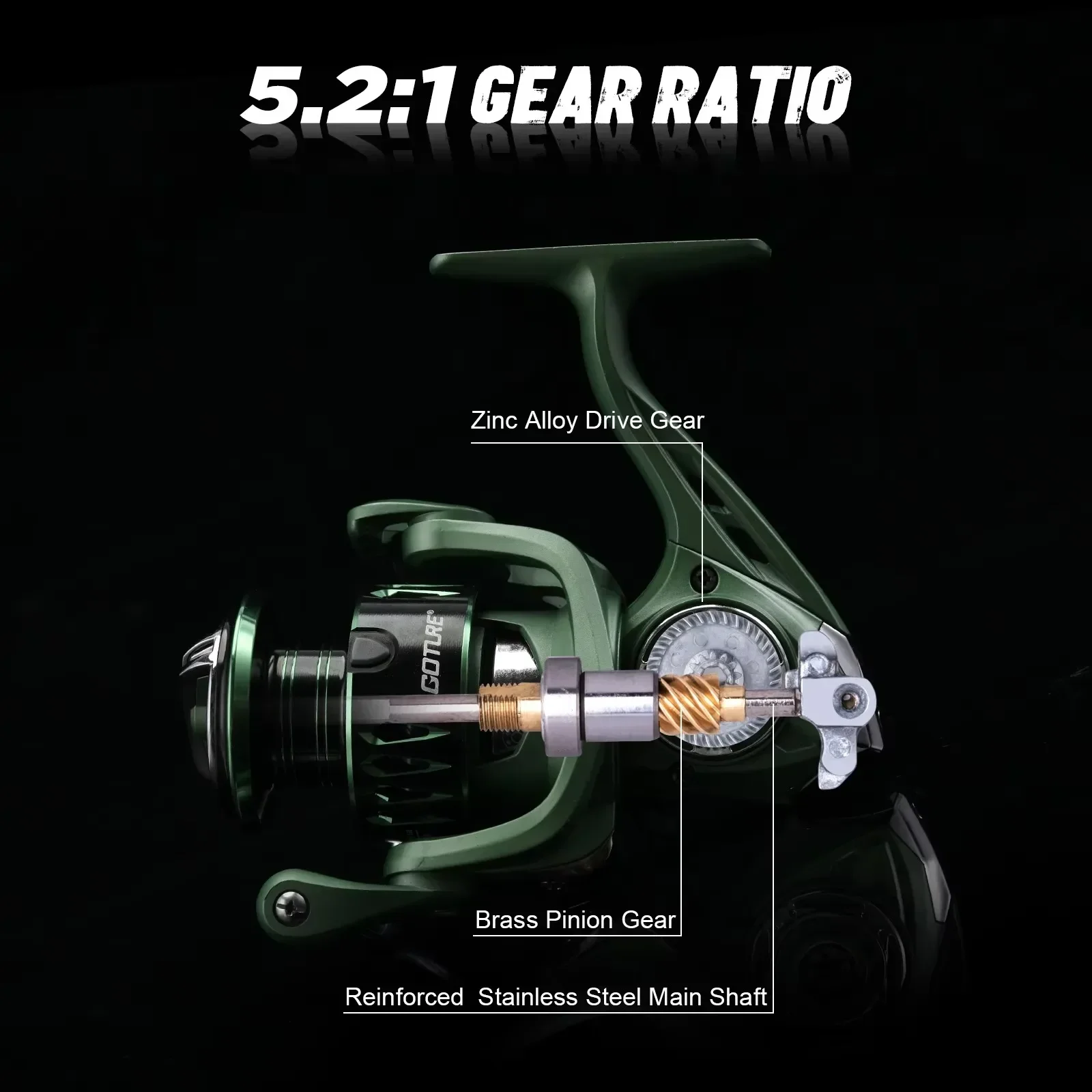 Goture Spinning Fishing Reel 1000-4000 Series 5.2:1 13LBS Drag Lightweight for Freshwater Saltwater Shore Boat Lure Fishing