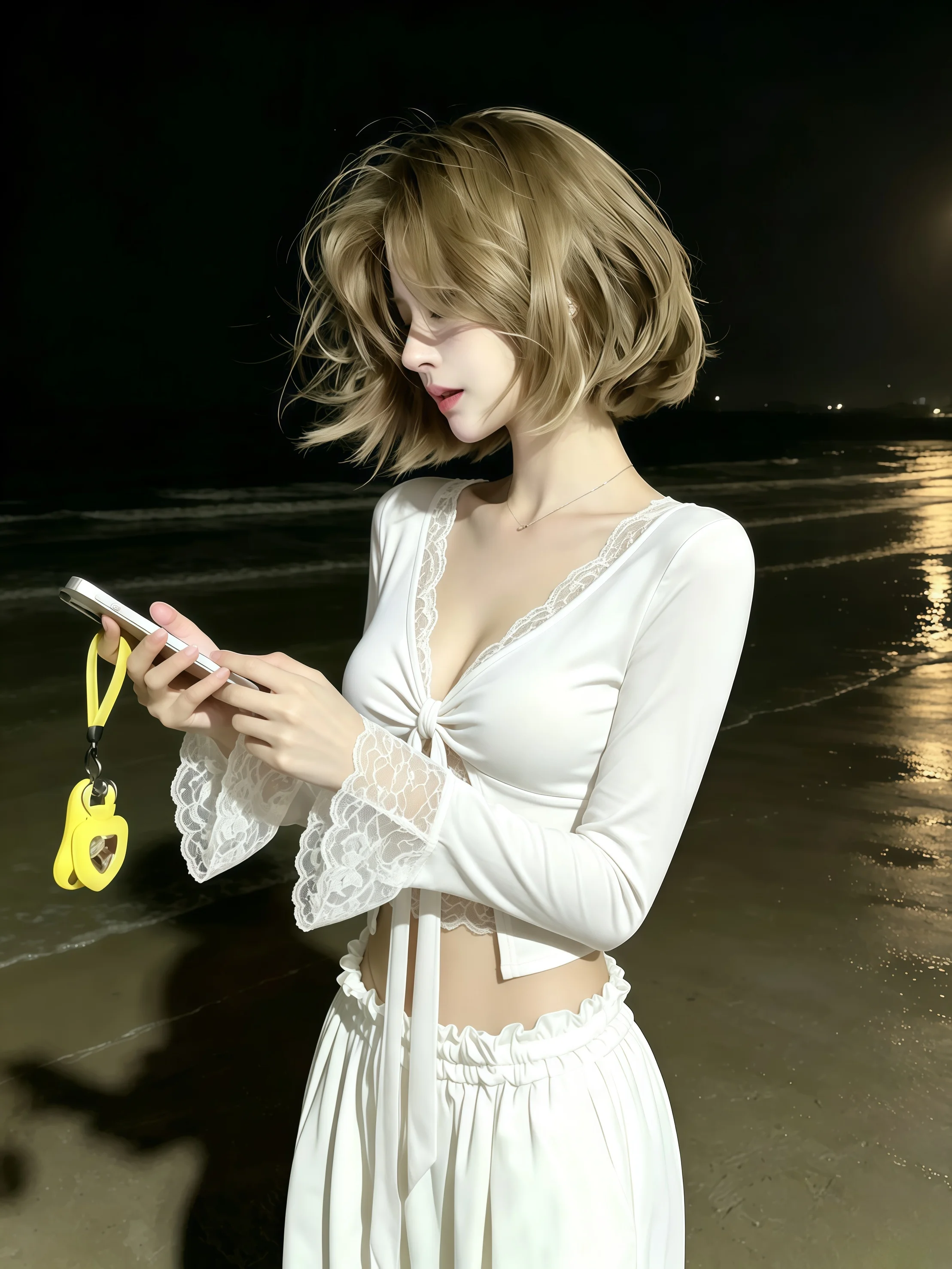 Lace Patchwork V-neck T-shirt Women's Early Autumn New Bell Sleeve Design Slimming Sexy Top Long Sleeve Lace Binding Bell Sle...